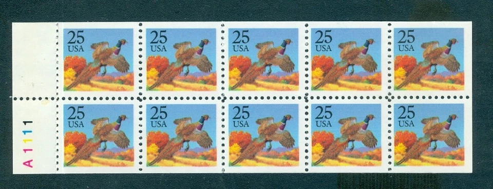 US 2283 Pheasant, Plate # A1111 Pane/10,  Mint NH - Image 1 of 1
