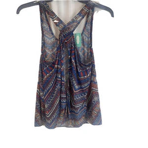 Camiseta sin mangas MAURICES Boho para mujer con estampado tribal espalda cruzada S espalda abierta sin mangas - Imagen 1 de 8