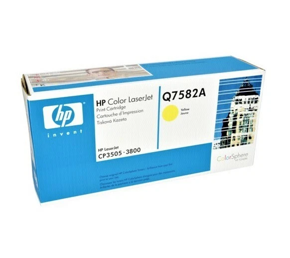 Tóner original HP Q7582A 503A Q7582AC amarillo LaserJet CP3505 3800 EMBALAJE ... - Imagen 1 de 1