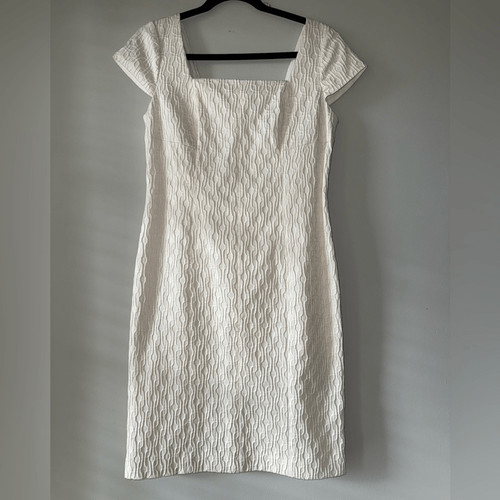 OFF WHITE Abito elegante Adrianna Papell designer testurizzato bianco sporco taglia 8