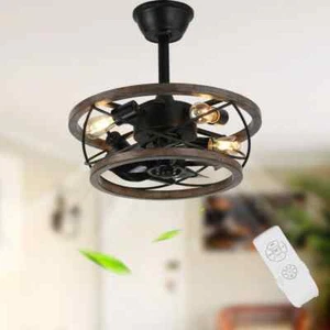 Bella Depot 18 in. Indoor Drum Solid Wood Chandelier Ceiling Fan+Remote - Picture 1 of 10