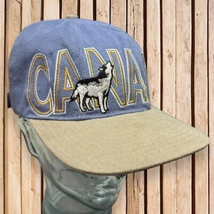 Cappellino da baseball vintage anni '90 marca arlecchino ricamato CANADA lupo urlante - Foto 1 di 8