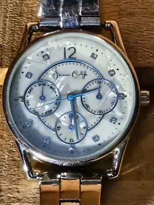 Jessica Carlyle Ladies Silver Tone Jewels MOP Watch Analog New Battery - Picture 1 of 3