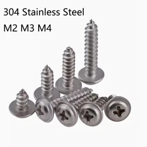 Phillips Round Head Self Tapping Screws With Washer Wood Screw Stainless Steel - Picture 1 of 6