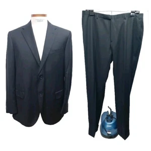 New Corneliani US 46 EU 58 R Wool Dark Navy Blue Solid Mens Suit Dual Vents - Picture 1 of 12