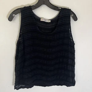 Fresh Produce Sleeveless Top Women’s L Black Viscose Linen Blend Made In USA - Picture 1 of 7
