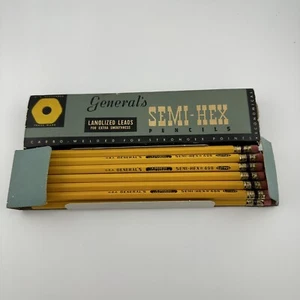 Vintage General’s Semi-Hex Lanolized Bleistifte 498 Nr. 2 2/4 Firm USA Box 12 NOS - Bild 1 von 11