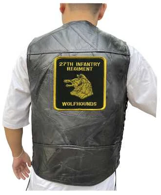 27º Regimiento de Infantería Lobos Bordado Chaleco Parche Cuero Chaleco Chaqueta Foto 1 de 4