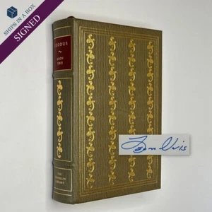 Signed Franklin Library "Exodus" Leon Uris (1977, Leather, Illustrated) - Picture 1 of 19