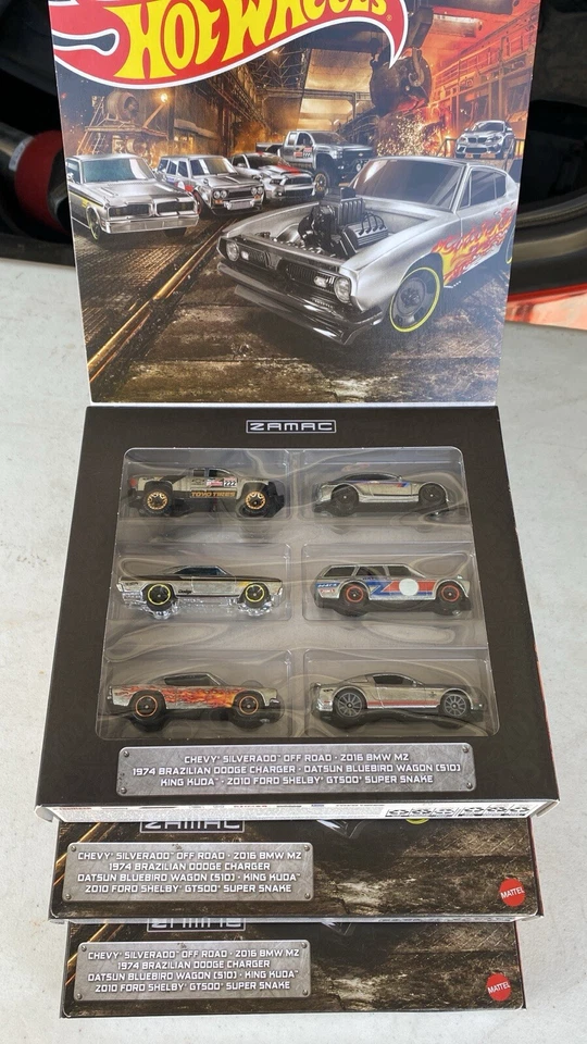 Juego de 6 autos Hot Wheels 2022 ZAMAC temático paquete múltiple Datsun 510 Wagon BMW M2 boxset Foto 1 de 1