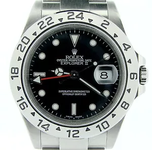 Rolex Stainless Steel Explorer II Date Watch SEL "No Holes" 40mm Black 16570T - Picture 1 of 7