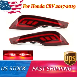 Pair LED Rear Bumper Reflector Brake Tail Fog Light Lamp For Honda CRV 2017-2019 - Picture 1 of 12