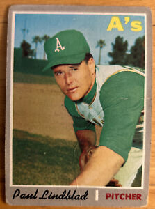 1970 Topps Paul Lindblad Baseball Card #408 Athletics Pitcher Low-Grade Creased