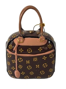 NWT Cody Foster LV Luxury Brown Gold Logo Handbag Ornament Christmas Decor 4inch - Picture 1 of 7