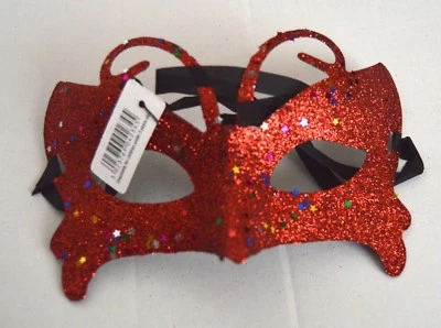 NEW Red Butterfly Glitter Masquerade Face Half Mask Eye Prom Gothic Halloween UK - Image 1 of 2
