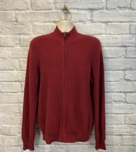 DE COLECCIÓN L.L. Cárdigan Bean Cremallera Completa Para Hombre Talla XL Granate 100% Cachemira Tejido Waffle - Imagen 1 de 4