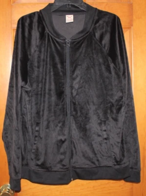 Women's Faded Glory Plus Size  Velour Zip-Up Lightweight Jacket  Black XXL (20) - Image 1 of 4