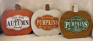 Juego de 3 calabazas de madera granja decoración fresca otoño nuevo - Imagen 1 de 1