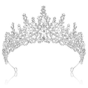Silberne Tiara Krone für Frauen Kristallkönigin-Kronen Strass-Prinzessin-Tiaras