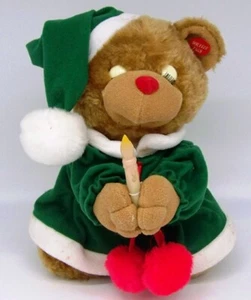 DE COLECCIÓN 11" NAVIDAD SOÑOLIENTO ARRODILLADO OSO DE PELUCHE ENCENDIDO VELAS ANIMAL - Imagen 1 de 5