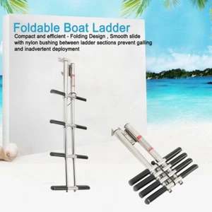 Teleskop Badeleiter Bootsleiter Edelstahl Boot Yacht Schiff Leiter 4 Stufen - Bild 1 von 13