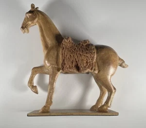 Chinese Tang Dynasty Horse Iron Sculpture Office Decor Saddle Painted Vintage - Picture 1 of 15