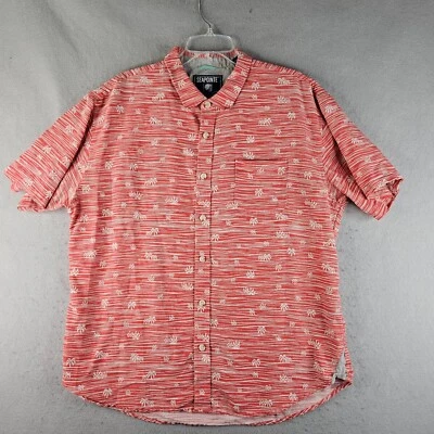 Seapointe Hawaiian Shirt Mens Extra Large Red Palm Tree Print Resort Coastal - Image 1 of 4