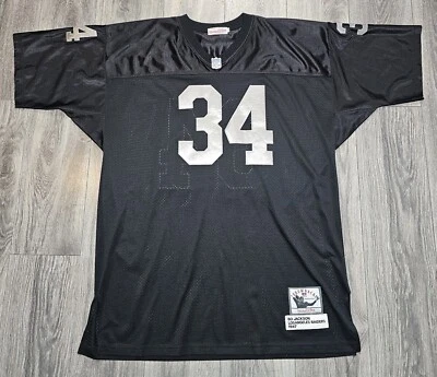 Camiseta Mitchell & Ness Los Angeles Raiders 1987 Bo Jackson preta prata tamanho 56 - Imagem 1 de 4
