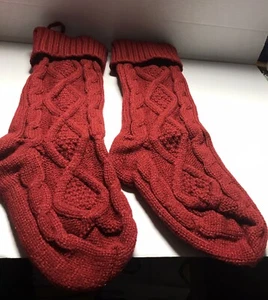 2 Cable Knit Stocking Red Stockings - Picture 1 of 2