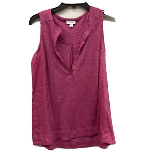 J Jill Love Linen Tank Top XS Petite Pink Sleeveless Split Neck Blouse - Picture 1 of 4