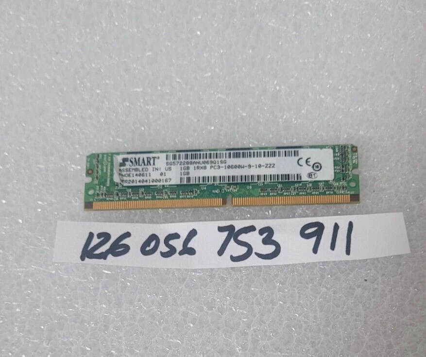 1GB 1RX8 DDR3 1333 PC3-10600W  ECC UNBUFFERED CL11  1.5V  244-PIN MINI DIMM VLP - Image 1 of 1