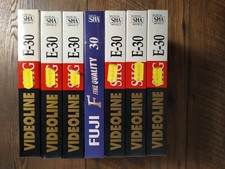 7 Videocassette VHS vergini da 30 minuti Fuji e Videoline
