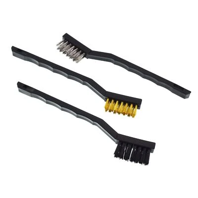 Blanko Mini Bürsten im Set 3-teilig Kleine Drahtbürsten Messing Nylon Edelstahl - Bild 1 von 4