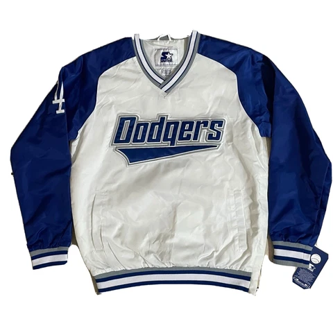Starter Los Angeles Dodgers White/Blue Yardline Pullover Jacket Size Men's Small Cover