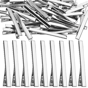 DIY Hair Clips, 50pcs 7.5cm / 3" Metal Alligator Clips Duckbill Silver - Picture 1 of 8