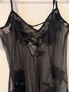 VICTORIAS SECRET Women's Black Mesh Lingerie Size Medium - Picture 1 of 9