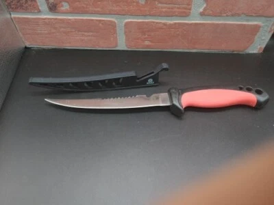 Cuchillo de filete de acero inoxidable Mustad KVD alemán de 6 pulgadas con funda ¡ENVÍO RÁPIDO! Foto 1 de 4