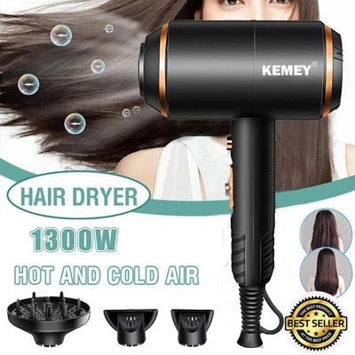 MARKENLOS Ionen Föhn Haartrockner mit 3 Diffusor Haarfön Profi Fön Ionen 1300W Hair Dryer