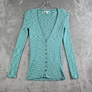 Vintage Banana Republic Strickjacke klein grün Batik gerippt Pima Mischung Lagenlook - Bild 1 von 11
