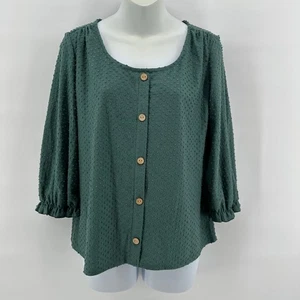 W5 by Anthropology Textured Green Long Sleeve Top Size Small perfect for FALL! - Picture 1 of 7