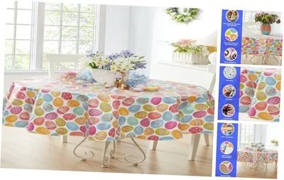  Easter Egg Color Explosion Vinyl Flannel Backed Tablecloth, Cheerful Spring  - Image 1 of 4