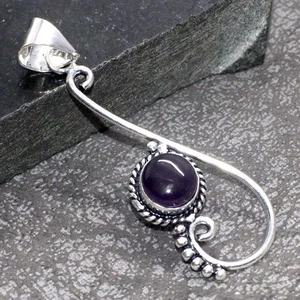 925 Silver Plated Pretty Natural Amethyst Pendant Handmade Size 2.3" AU O333 - Bild 1 von 3