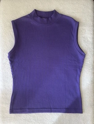 Blusa acanalada sin mangas Christie & Jill vintage para dama pequeña púrpura Foto 1 de 4