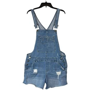 Vintage UnionBay Blue Denim Shortalls Overalls 90’s y2k Grunge Women’s Sz Large - Picture 1 of 9