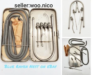 Vintage Medical Surgical Hypodermic Tubes Blood Transfusion Needles Metal Case  - Picture 1 of 17