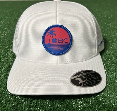 Black Clover Golf Hat Live Lucky Inferno FlexFit 110 Snapback Cap White, New - Image 1 of 4