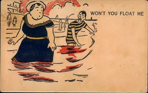 Vintage Postcard Woman in Water 'Won't You Float Me' Webb City Missouri MO - Picture 1 of 2