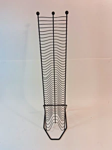 Porta CD in filo di metallo nero - contiene 48 CD Tower vintage altezza 30 pollici - Foto 1 di 5