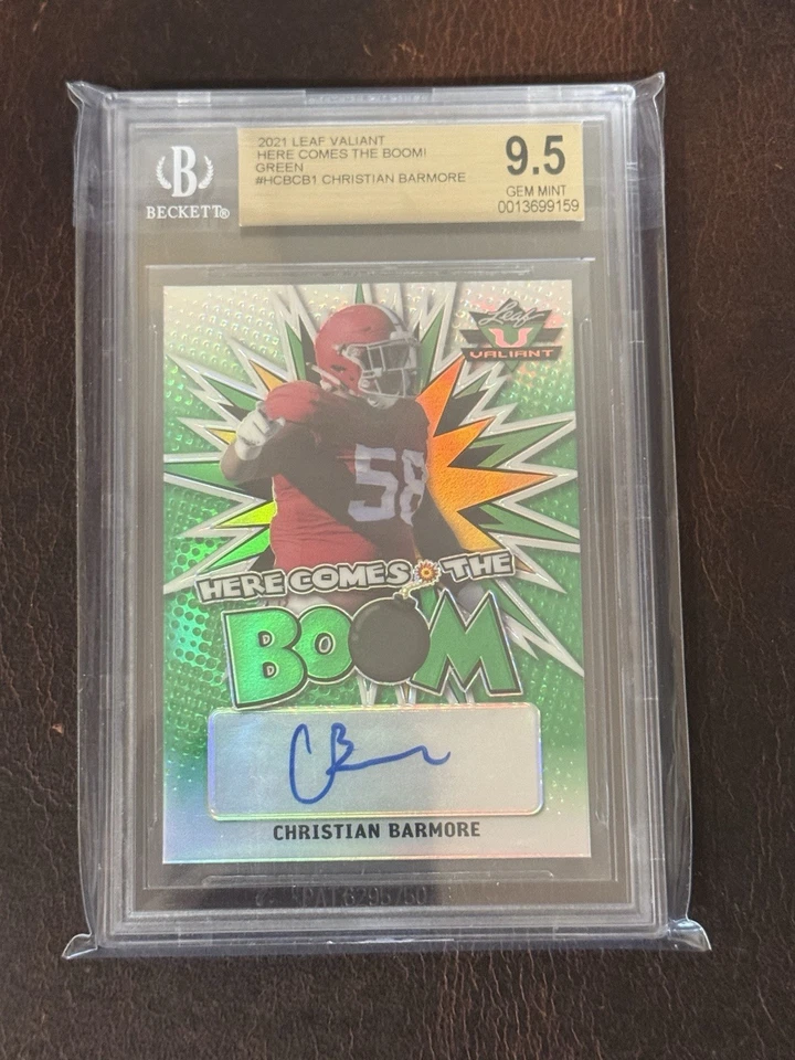 2021 Leaf Valiant - Christian Barmore Here Comes The Boom auto 79/99 BGS 9.5 - Image 1 of 2