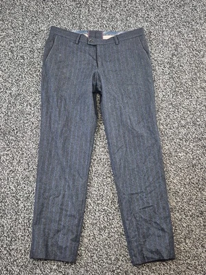 Hiltl Mens Chino Pants size 54 US 38x31 Gray Wool Blue Stripe Business Casual - Image 1 of 4